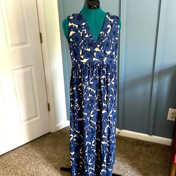 Traffic People Dresses | Anthropologie Blue Floral Maxi Dress | Color: Blue | Size: XL | Slstelte's Closet